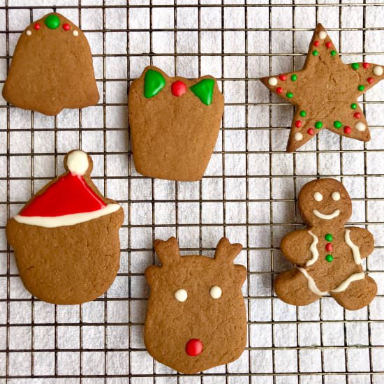 Vegan Iced Gingerbread Cookies