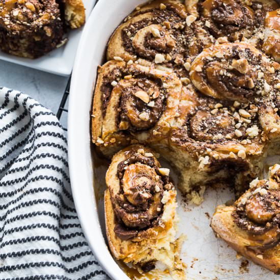Chocolate Hazelnut Caramel Rolls