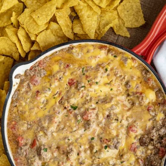 Cheesy Beef Rotel Dip