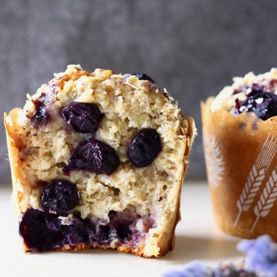 GF Vegan Blueberry Oatmeal Muffins