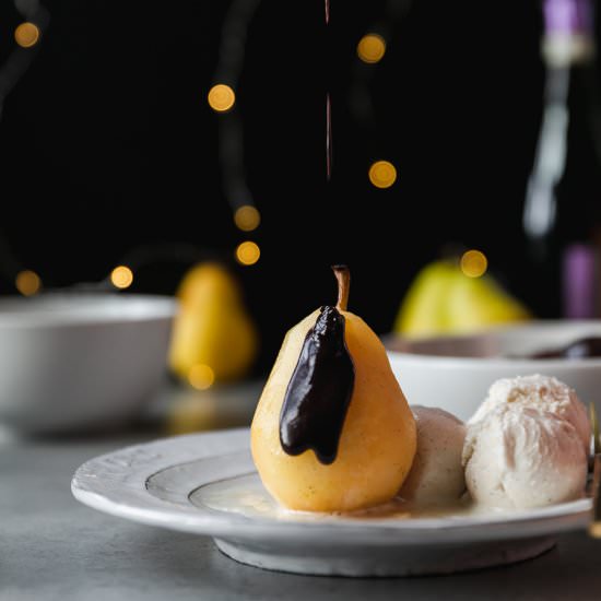 Champagne Poached Pears