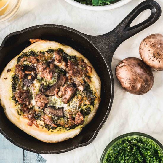 Mini Kale Pesto Skillet Pizza