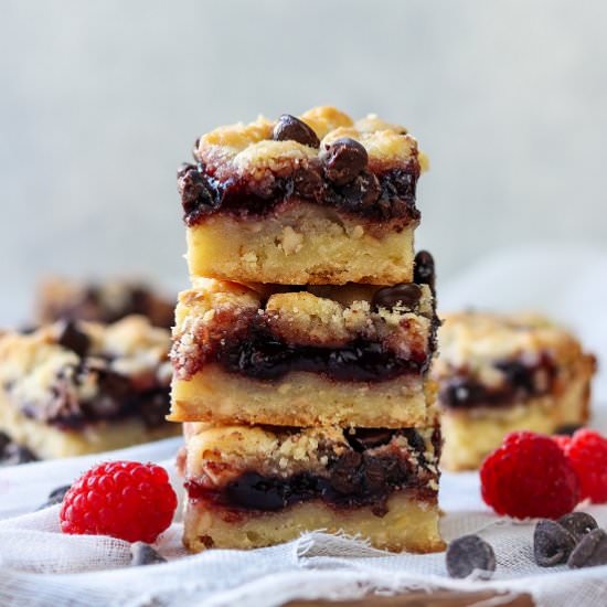 raspberry chocolate chip crumb bars