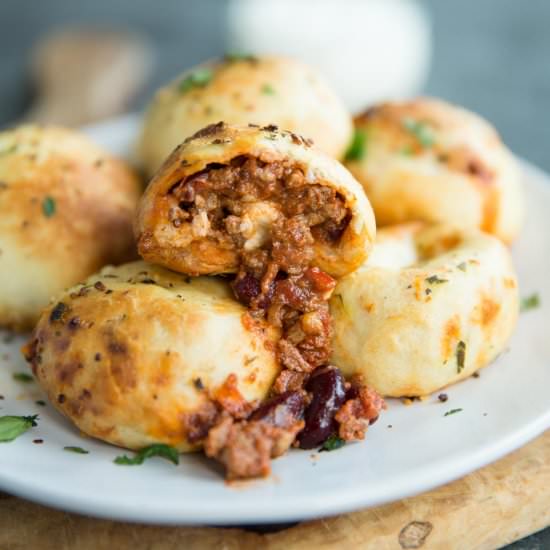 Chilli Stuffed Garlic Dough Balls