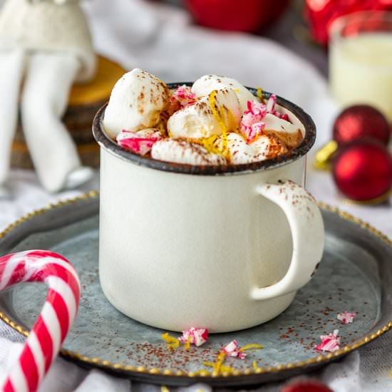 creamy limoncello hot chocolate