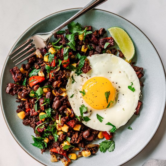 Mesquite lime sausage hash