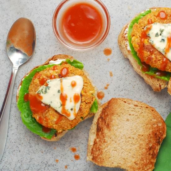 Buffalo Quinoa Chickpea Burgers
