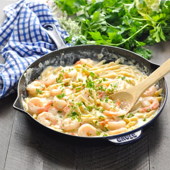 Lightened Up Shrimp Alfredo