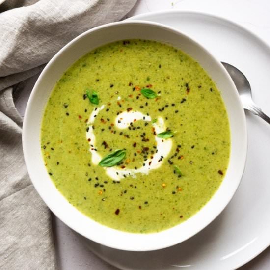 Broccoli Soup with Edamame and Miso