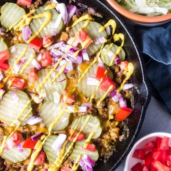 Keto Cheeseburger Casserole Skillet