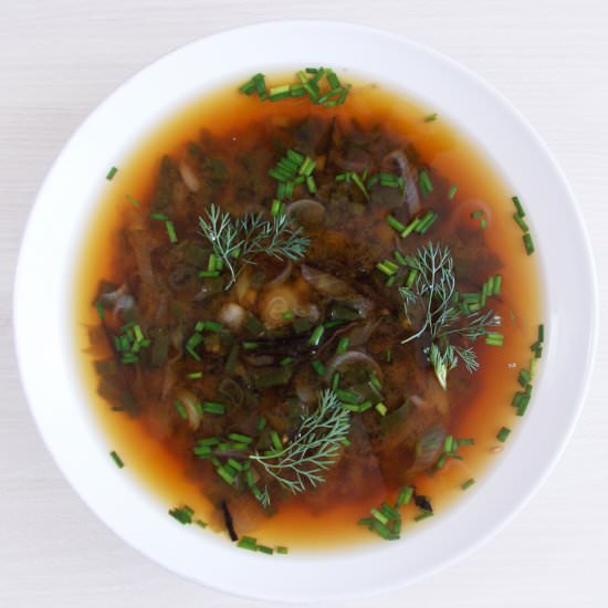 Dark Miso Chive Soup | Fat-Free