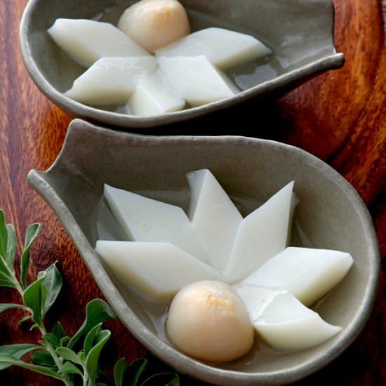 Almond Jelly With Lychees