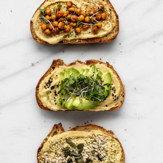 Hummus Toast 3 Ways