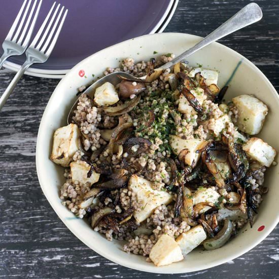 Celeriac, chestnut, buckwheat salad