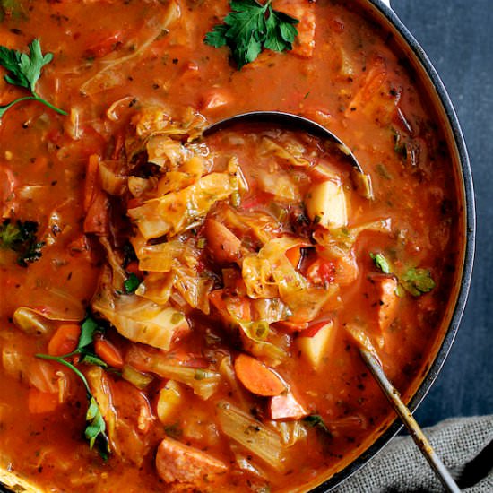 Potato Cabbage & Kielbasa Soup