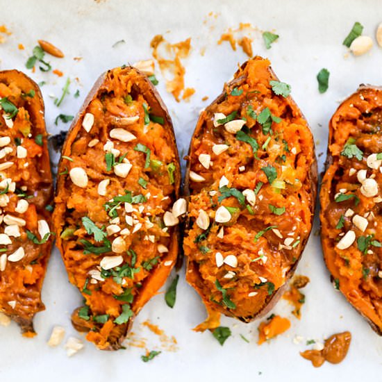Thai Stuffed Sweet Potato Skins