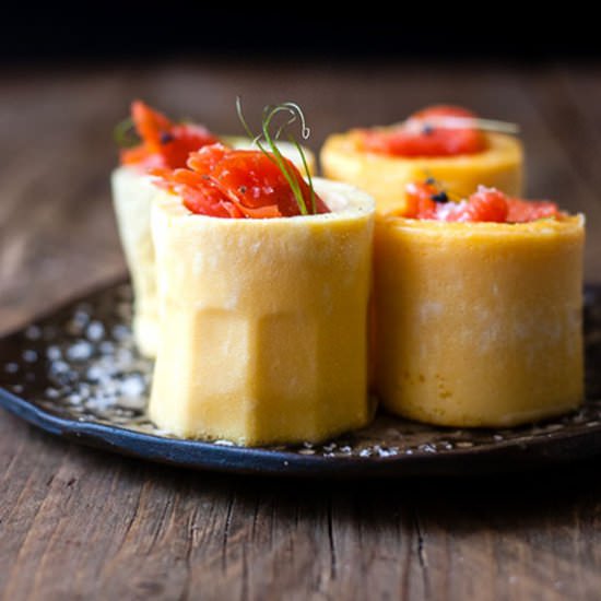 Egg Shot Glasses filled with Salmon