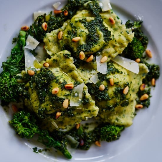 Broccoli Rabe Ravioli with Broccoli