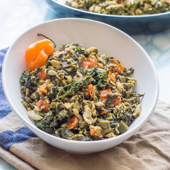 Jamaican saltfish and callaloo