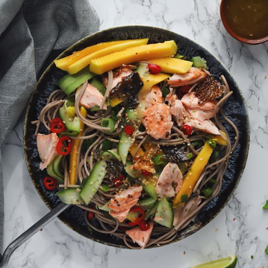 Sesame Soba Salmon Noodle Salad