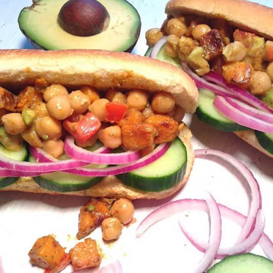 Chickpea and sweet potato po’boy