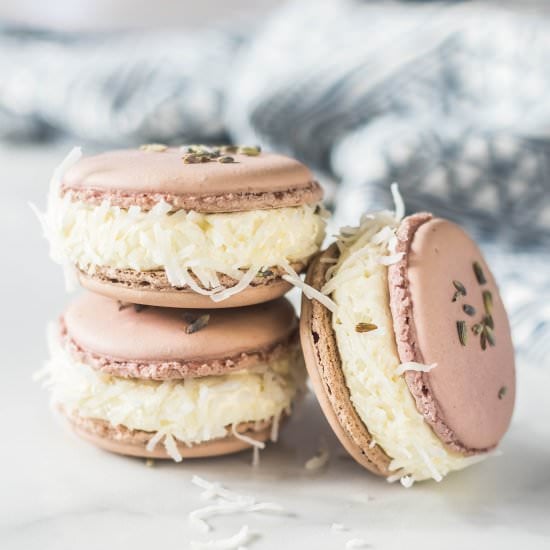 Lavender Coconut Macarons