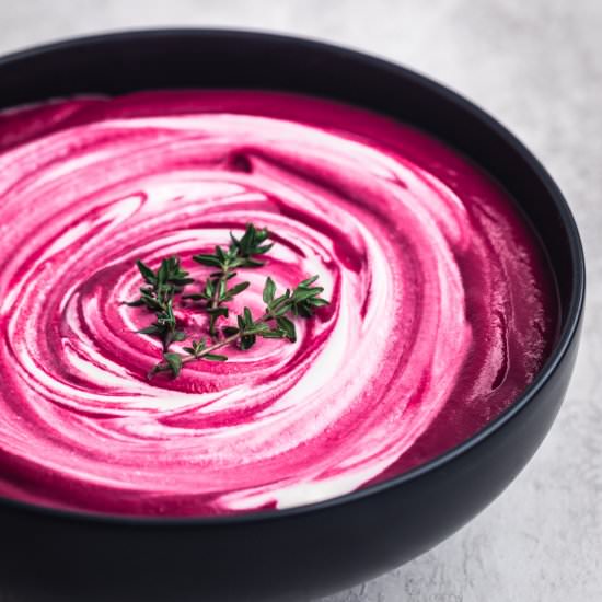 Roasted Beet Soup with Cashew Cream