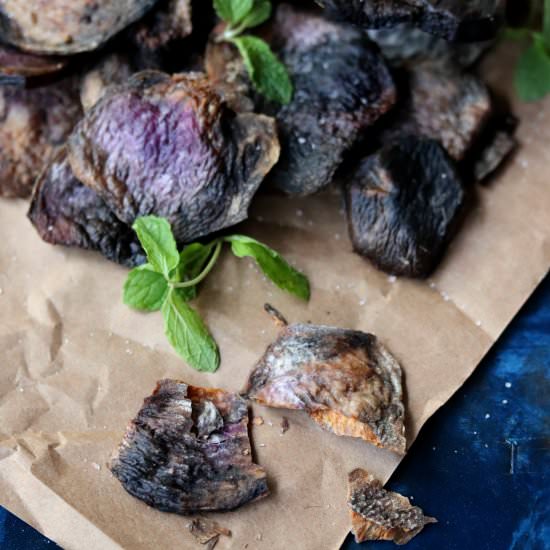 Air Fryer Purple Yam Chips