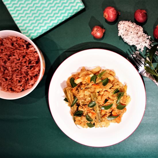 Avial, vegetables in coconut gravy