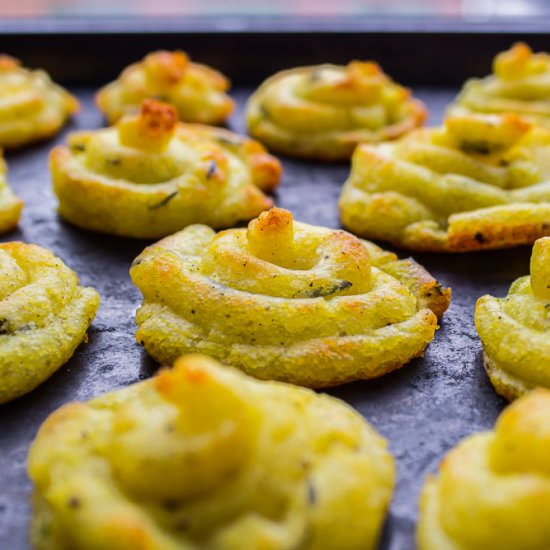 Herby Duchess Potatoes (vegan + gf)