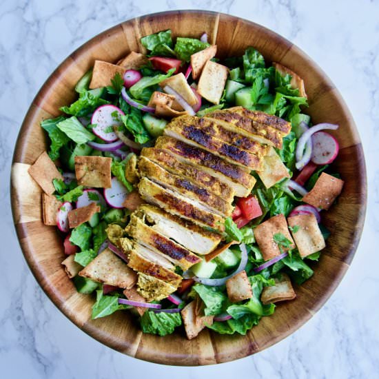 Fattoush Salad & Chicken Shawarma