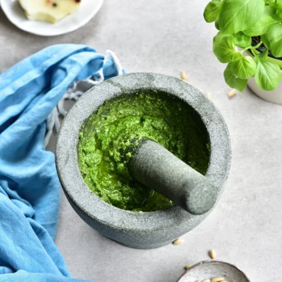 Homemade basil pesto