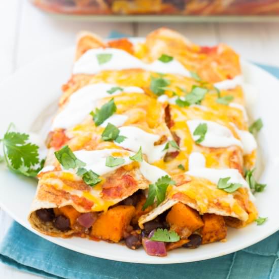 Sweet Potato Black Bean Enchiladas