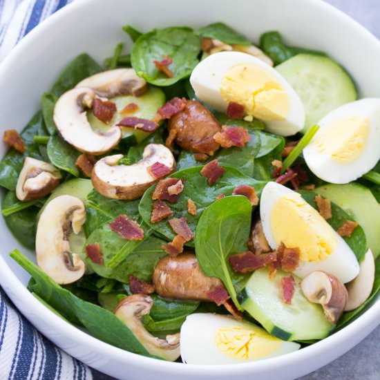 Spinach Salad with Bacon and Eggs