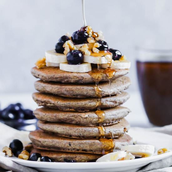 Fluffy Vegan/GF Buckwheat Pancakes