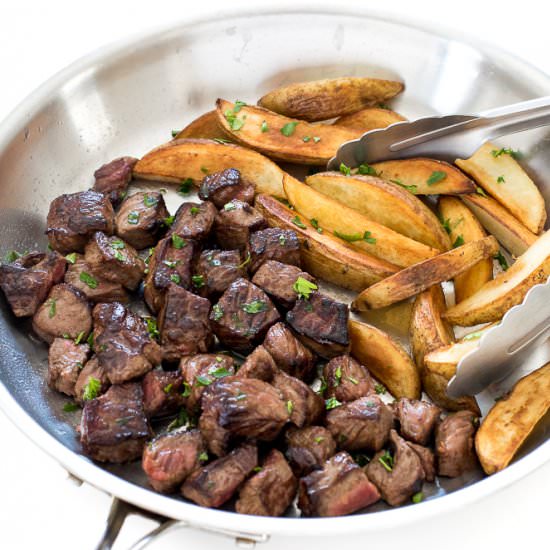 Garlic Steak Bites and Potatoes