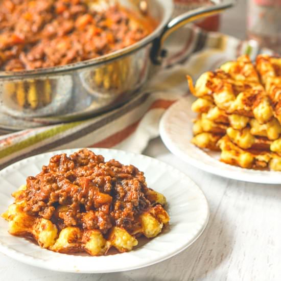 Low Carb Sloppy Joes on GF Waffles