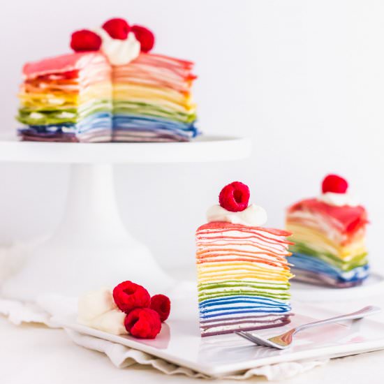 Natural Rainbow Mille Crepe Cake