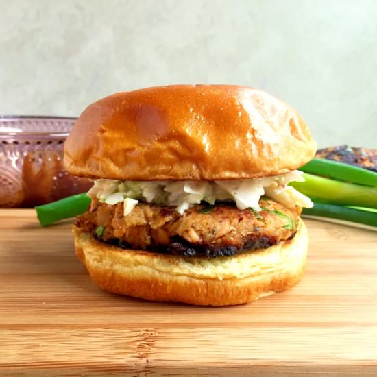 Caribbean Jerk Salmon Burgers