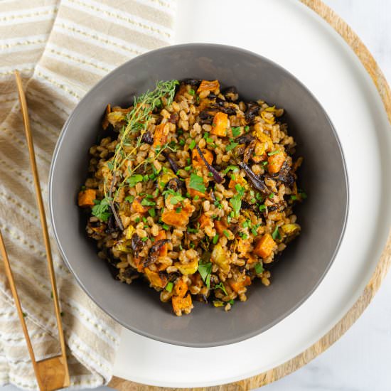 Warm farro salad with Veggies