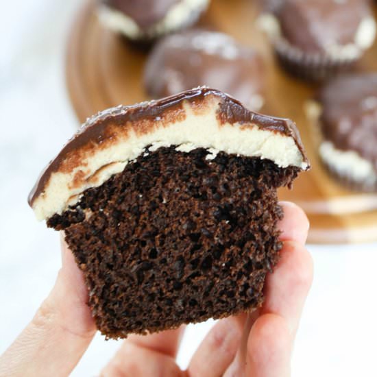 Caramel Chocolate Dipped Cupcakes