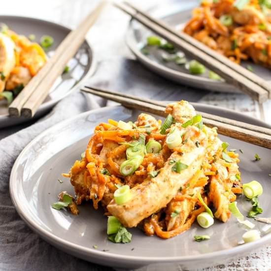 Sheet Pan Thai Peanut Chicken