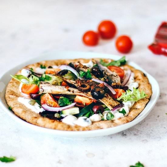 greek pita with sardines