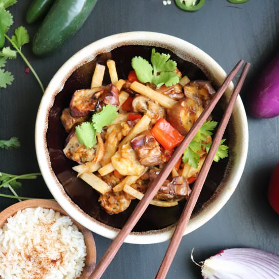 Air-Fried Eggplant in Garlic Sauce