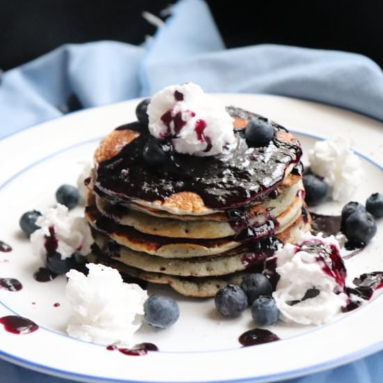 Pinole Pancakes & Blueberry Syrup
