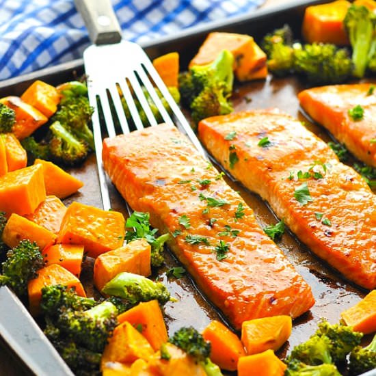 Sheet Pan Salmon with Sweet Potato