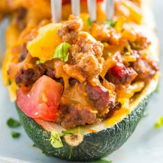 Taco Stuffed Zucchini Boats