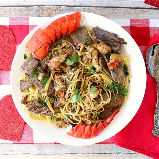 Steak and Lobster Linguine