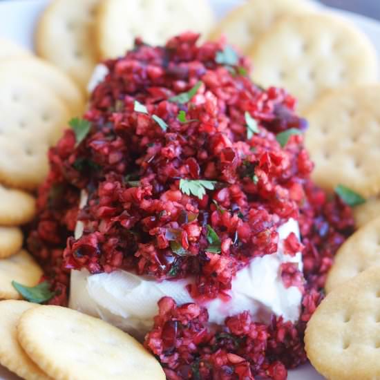 Cranberry Salsa over Cream Cheese