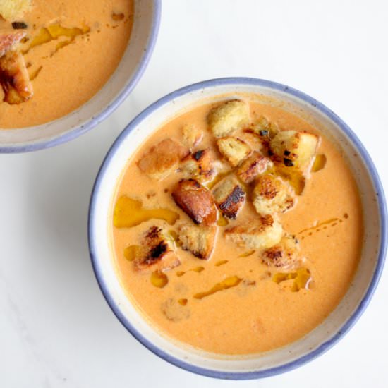 Garlic Soup with Sourdough Croutons